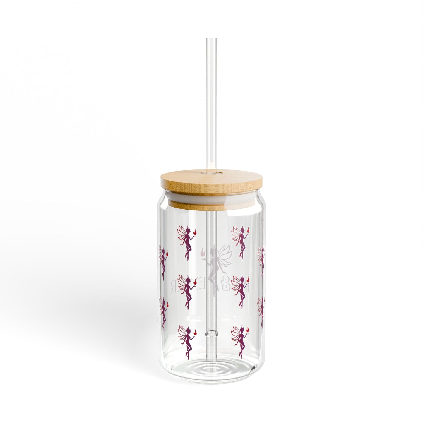 Ink & Ember Sipper Glass – 16oz (With Bamboo Lid + Straw)